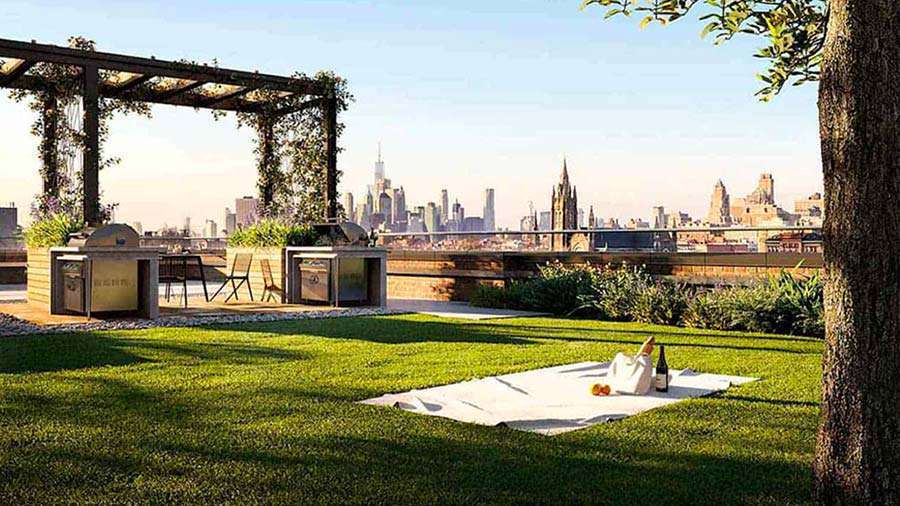 NYC Apartments with A Green Roof Common Area